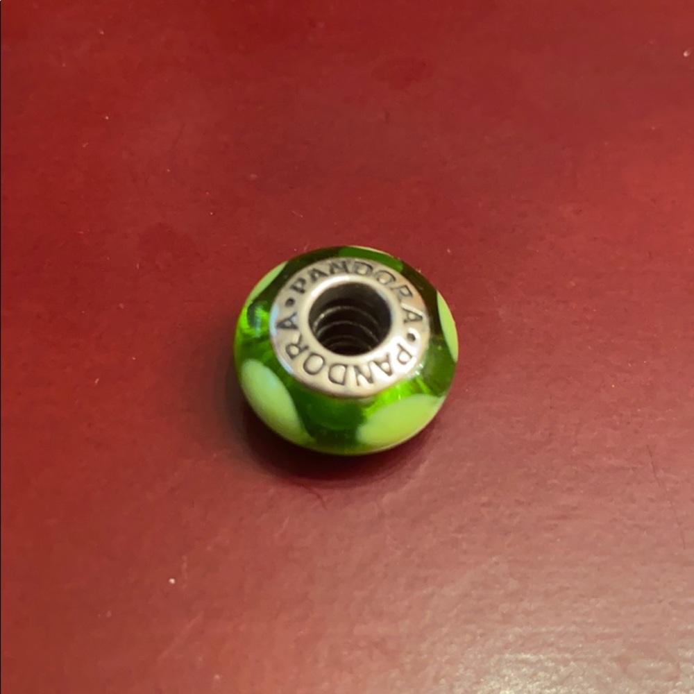 Pandora green heart glass murano charm